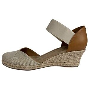 St John’s Bay Women Size 10 Tan Lamesa Wedge Sandals Shoes Memory Foam New